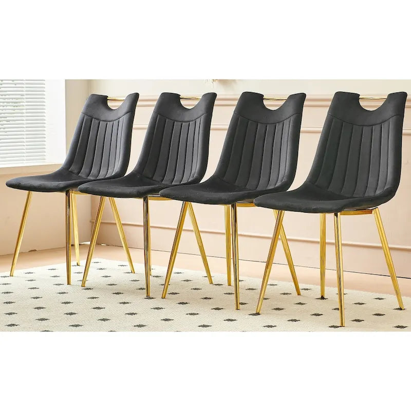 Sedie da pranzo senza braccioli Gold+Black 23.22 con eleganti gambe dorate (set da 4)