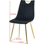 Sedie da pranzo senza braccioli Gold+Black 23.22 con eleganti gambe dorate (set da 4)