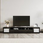 Mobile TV nero da 82,6" con ante a pressione e luci a LED per TV fino a 90"