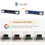 Mobile TV nero da 82,6" con ante a pressione e luci a LED per TV fino a 90"