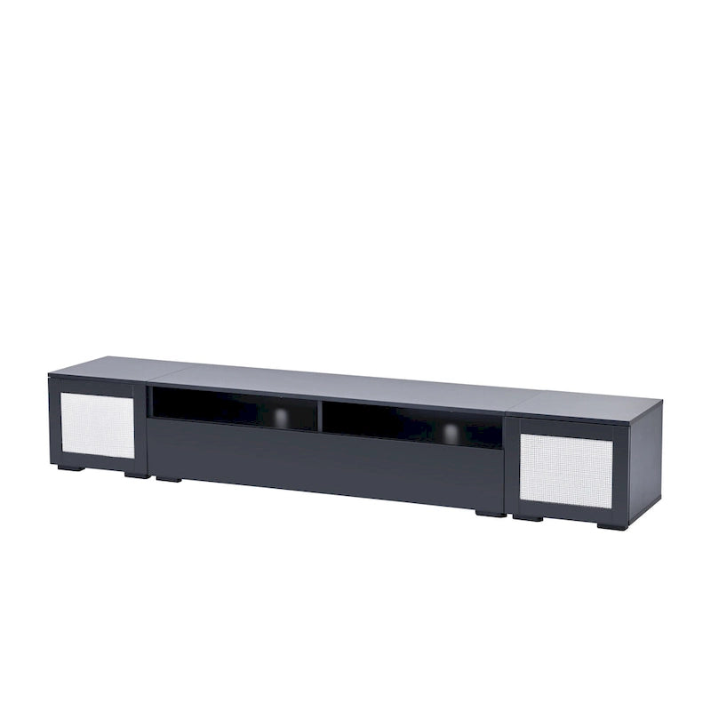 Mobile TV nero da 82,6" con ante a pressione e luci a LED per TV fino a 90"