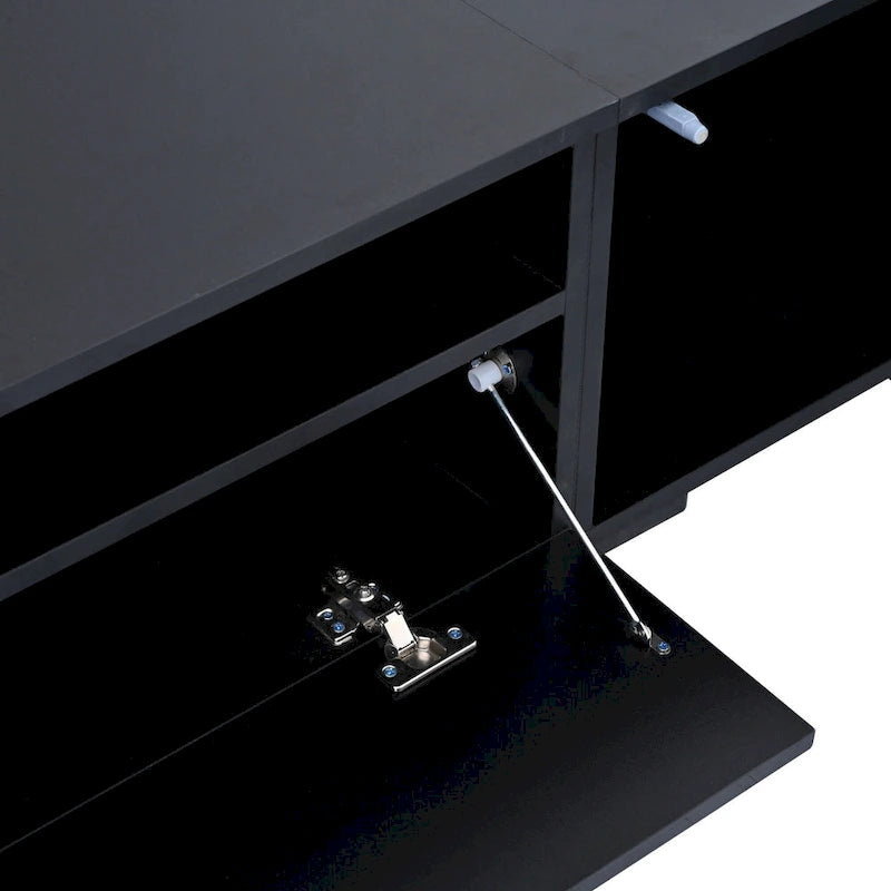 Mobile TV nero da 82,6" con ante a pressione e luci a LED per TV fino a 90"
