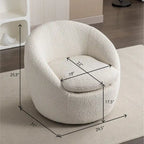 Poltrona a botte in bouclé bianco crema 31 con base girevole