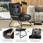Set di 2 Poltrone Accent Wingback in Similpelle con Altezza di 35,5" e Gambe in Metallo