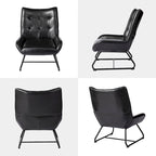 Set di 2 Poltrone Accent Wingback in Similpelle con Altezza di 35,5" e Gambe in Metallo