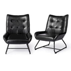 Set di 2 Poltrone Accent Wingback in Similpelle con Altezza di 35,5" e Gambe in Metallo
