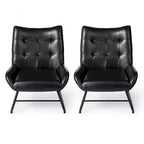 Set di 2 Poltrone Accent Wingback in Similpelle con Altezza di 35,5" e Gambe in Metallo