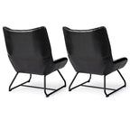Set di 2 Poltrone Accent Wingback in Similpelle con Altezza di 35,5" e Gambe in Metallo