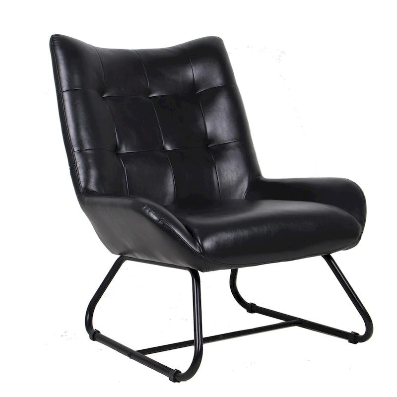Set di 2 Poltrone Accent Wingback in Similpelle con Altezza di 35,5" e Gambe in Metallo