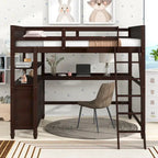 Letto a soppalco a grandezza naturale con cassetti e scrivania, letto a soppalco in legno con mensole