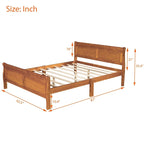 Letto a piattaforma matrimoniale in legno con testiera e supporto a doghe in legno, rovere