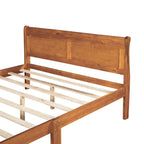 Letto a piattaforma matrimoniale in legno con testiera e supporto a doghe in legno, rovere