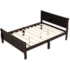 Letto a piattaforma matrimoniale in legno con testiera e supporto a doghe in legno, rovere