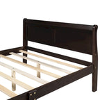 Letto a piattaforma matrimoniale in legno con testiera e supporto a doghe in legno, rovere