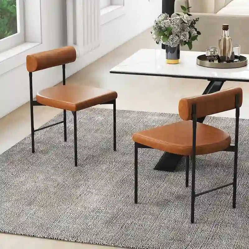 Set di 2 sedie da pranzo laterali da cucina rivestite in similpelle