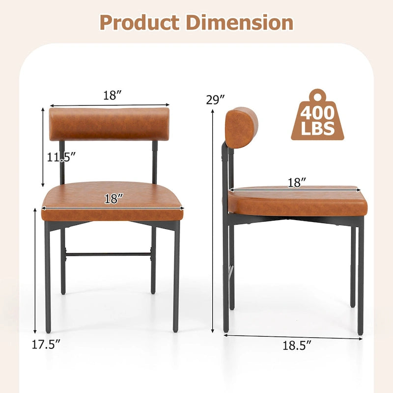 Set di 2 sedie da pranzo laterali da cucina rivestite in similpelle