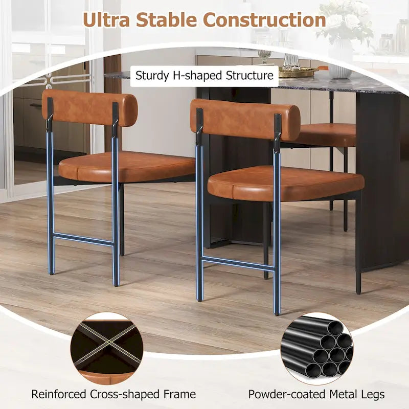 Set di 2 sedie da pranzo laterali da cucina rivestite in similpelle
