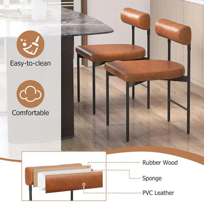 Set di 2 sedie da pranzo laterali da cucina rivestite in similpelle