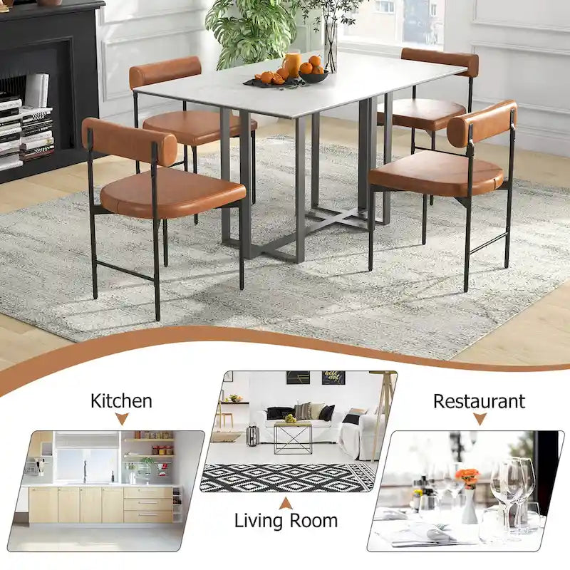 Set di 2 sedie da pranzo laterali da cucina rivestite in similpelle