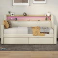 Divano letto imbottito singolo con contenitore e luci LED