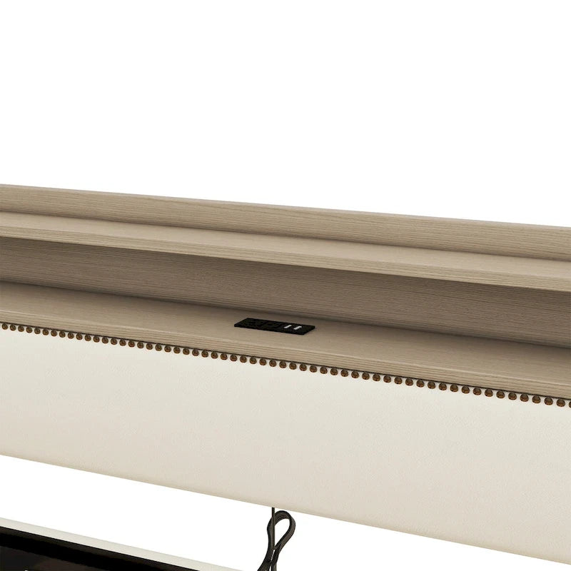 Divano letto imbottito singolo con contenitore e luci LED