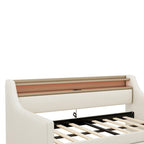 Divano letto imbottito singolo con contenitore e luci LED