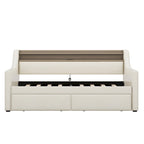 Divano letto imbottito singolo con contenitore e luci LED