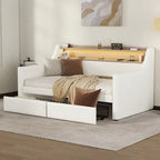 Divano letto imbottito singolo con contenitore e luci LED