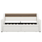 Divano letto imbottito singolo con contenitore e luci LED