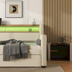 Letto a una piazza imbottito con letto estraibile e LED