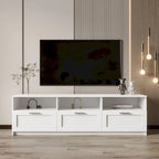Mobile porta TV bianco da 70" con ripiani aperti e cassetti per il soggiorno