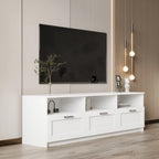 Mobile porta TV bianco da 70" con ripiani aperti e cassetti per il soggiorno