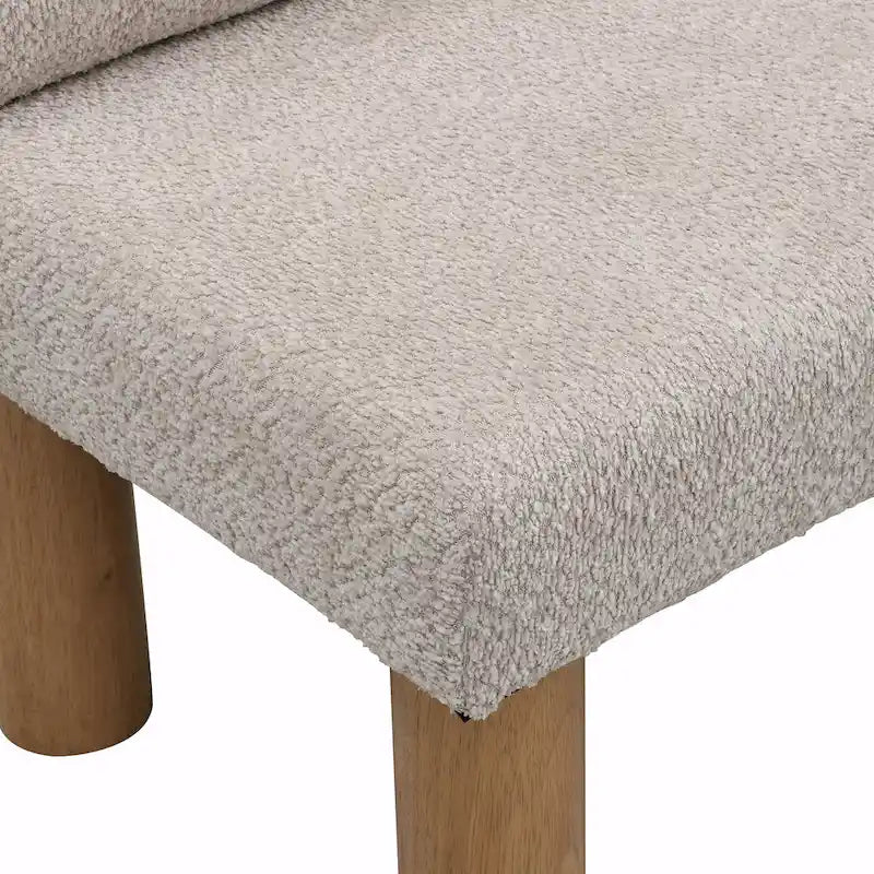Panca da pranzo in tessuto Bouclé - Gambe in legno di Hevea