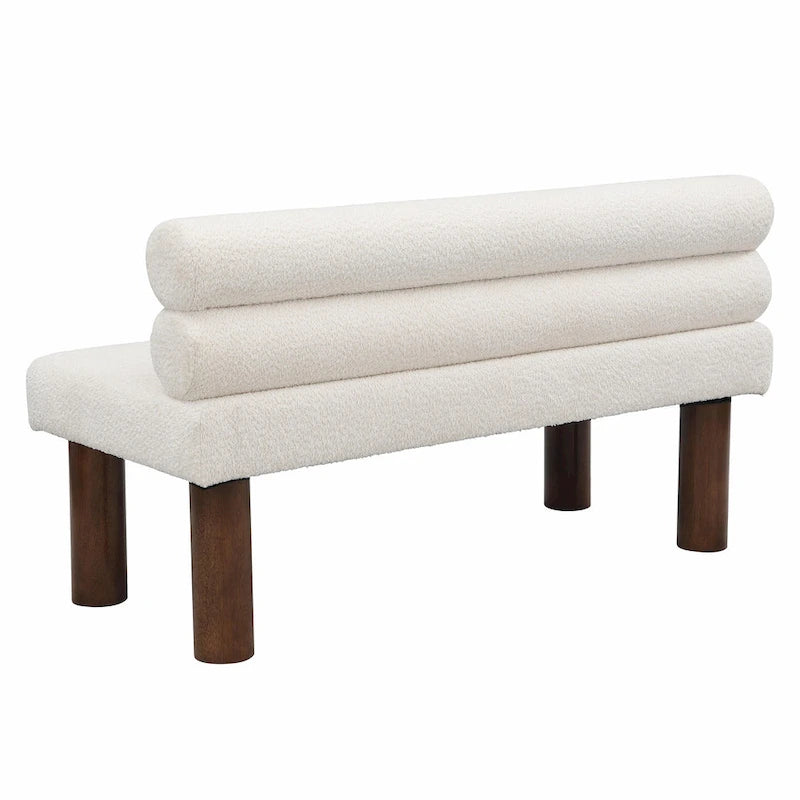 Panca da pranzo in tessuto Bouclé - Gambe in legno di Hevea