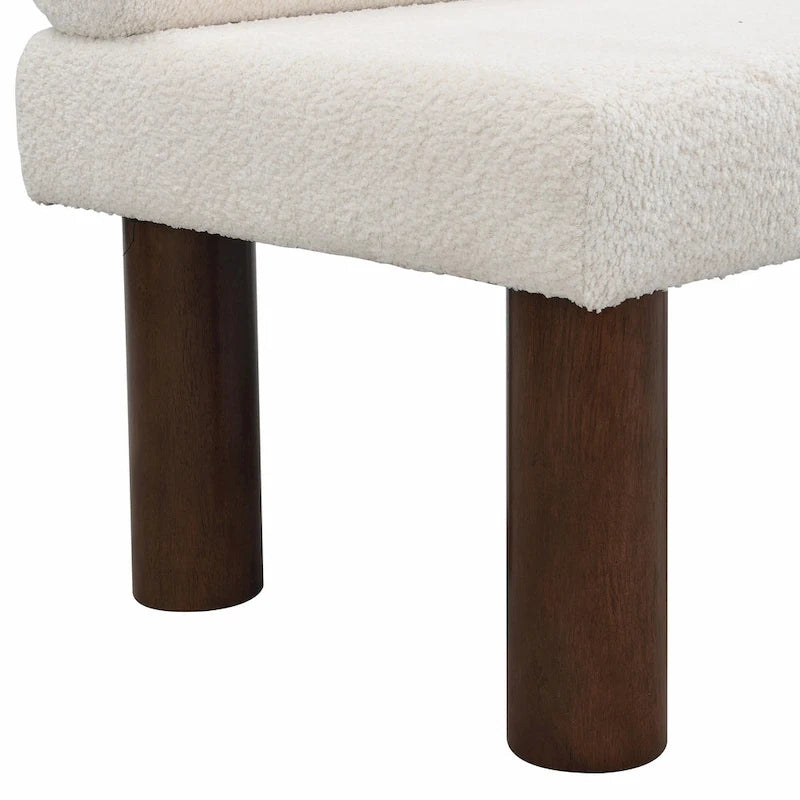 Panca da pranzo in tessuto Bouclé - Gambe in legno di Hevea