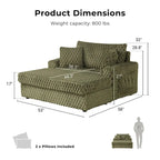 Chaise moderna imbottita con due braccioli e seduta oversize