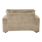Chaise moderna imbottita con due braccioli e seduta oversize