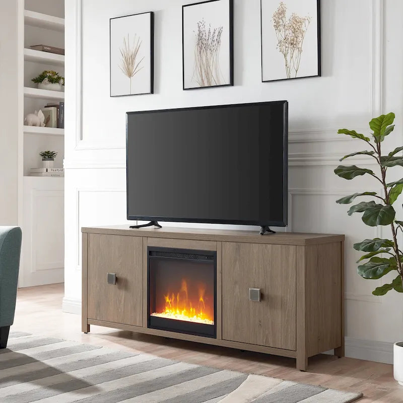 Mobile TV da 58" con inserto camino a cristalli