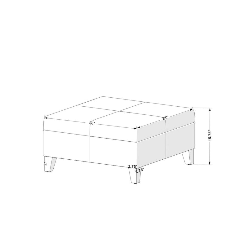 Pouf Contenitore Quadrato di Lusso da 71 cm