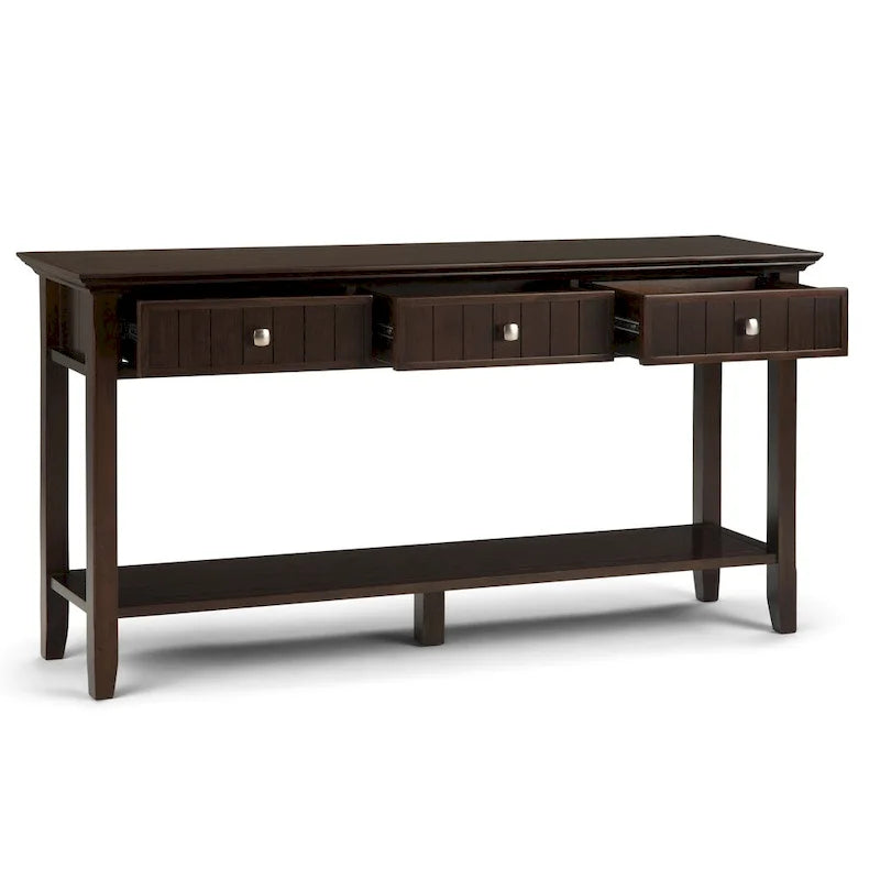 Tavolo da divano/consolle largo transizionale in LEGNO MASSELLO Normandy da 60 pollici - 60 x 16 x 30