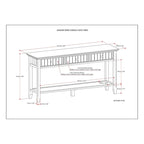 Tavolo da divano/consolle largo transizionale in LEGNO MASSELLO Normandy da 60 pollici - 60 x 16 x 30