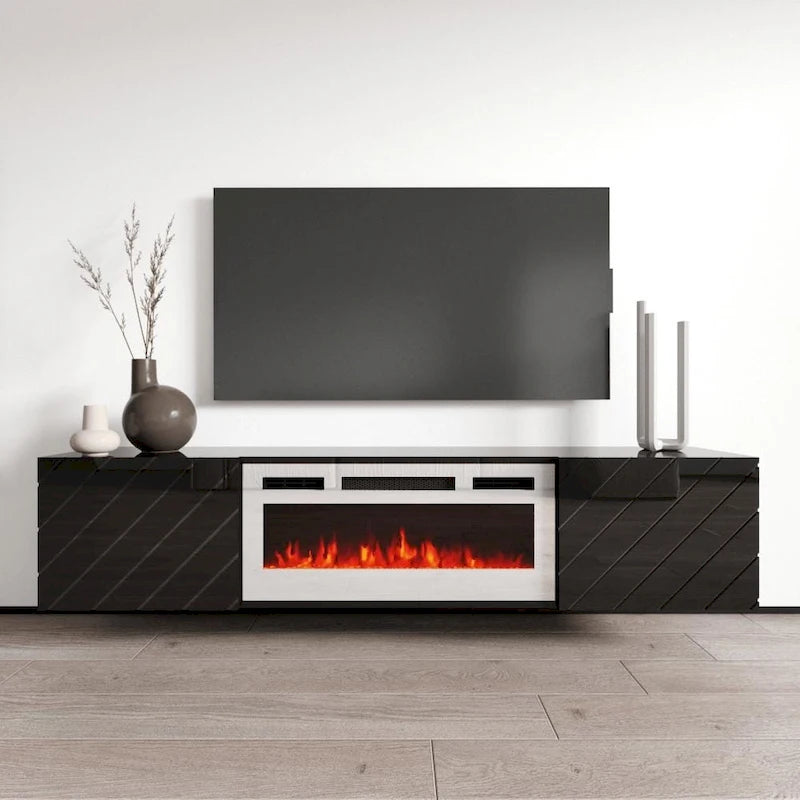 Caminetto elettrico a parete mobile TV moderno 72
