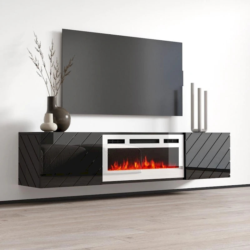 Caminetto elettrico a parete mobile TV moderno 72