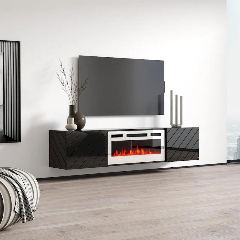 Caminetto elettrico a parete mobile TV moderno 72