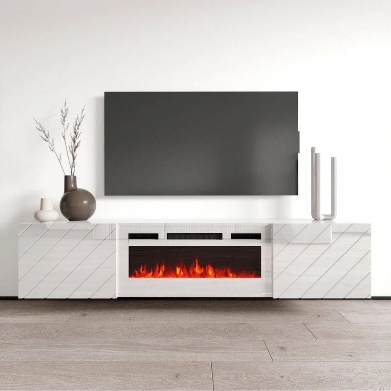 Caminetto elettrico a parete mobile TV moderno 72