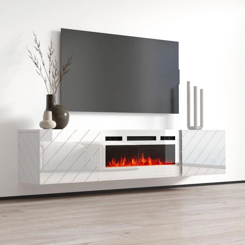 Caminetto elettrico a parete mobile TV moderno 72