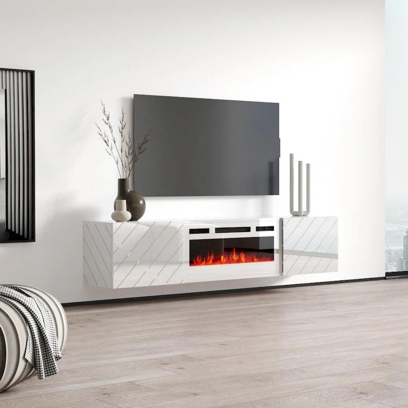 Caminetto elettrico a parete mobile TV moderno 72