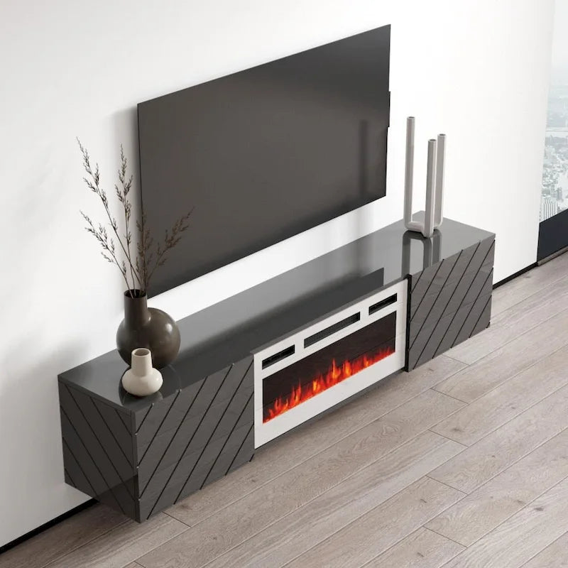 Caminetto elettrico a parete mobile TV moderno 72