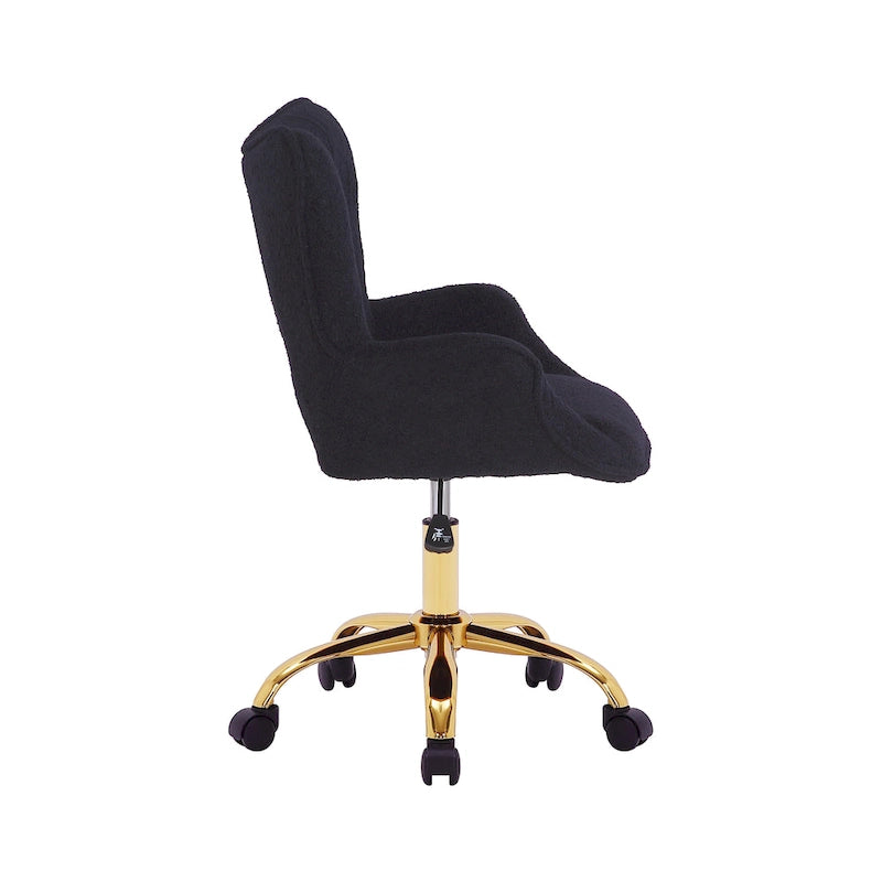 Sedia da Ufficio Girevole, Tessuto Teddy, Gambe Cromate Oro