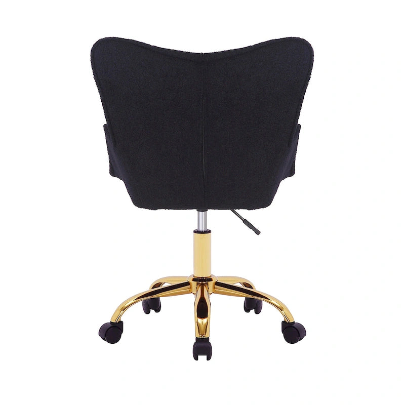Sedia da Ufficio Girevole, Tessuto Teddy, Gambe Cromate Oro